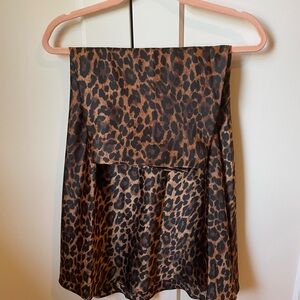 Talbot’s Leopard Print Satin A-Line Skirt - Brown/Black